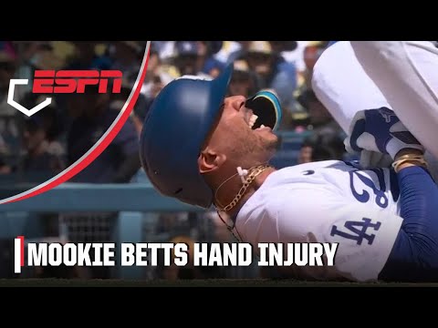Mookie Betts exits game with hand injury after getting hit by pitch | ESPN MLB